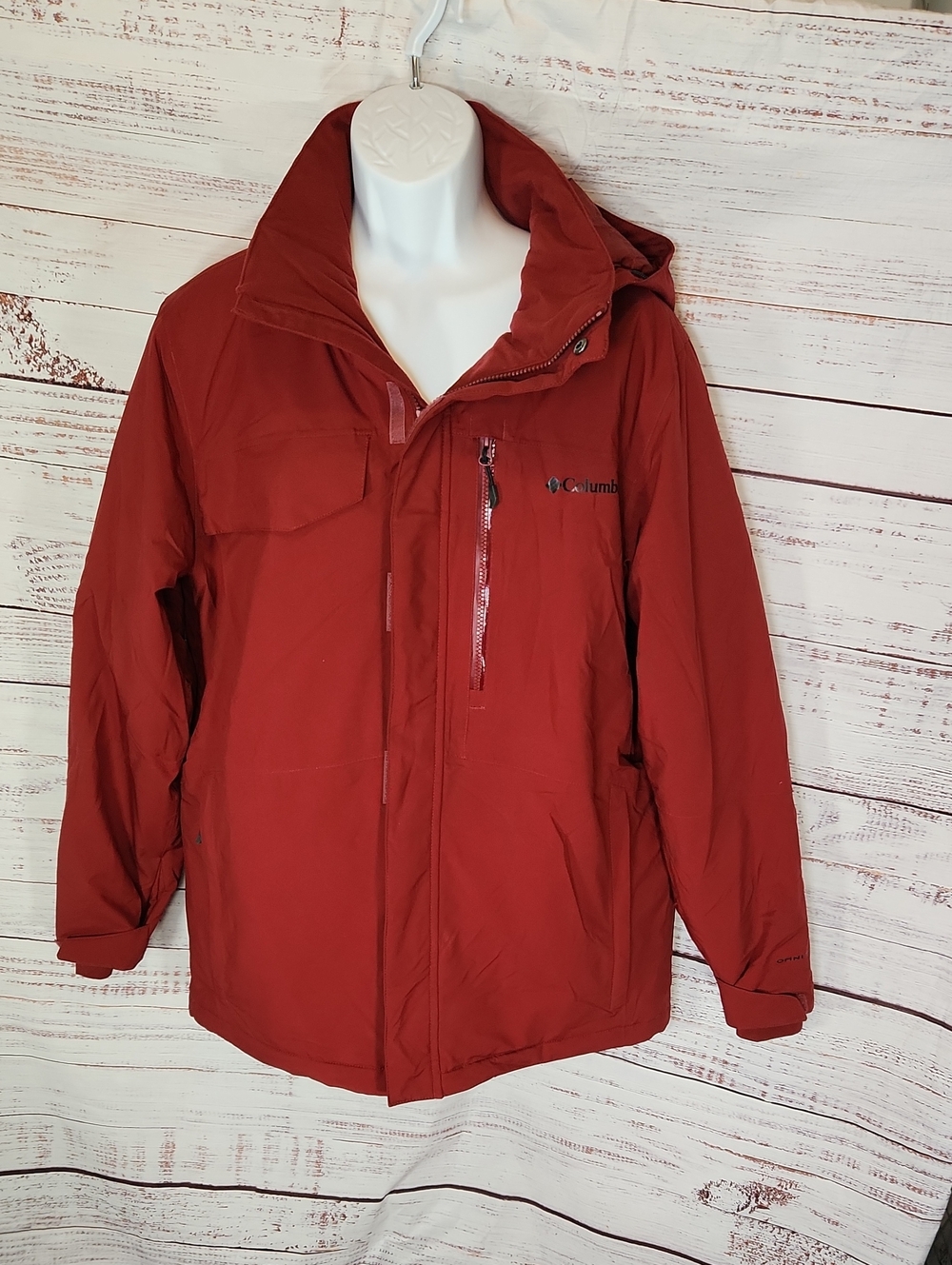 NWOT Columbia Omni Heat Men's Rust Red Hooded Puffer Jacket